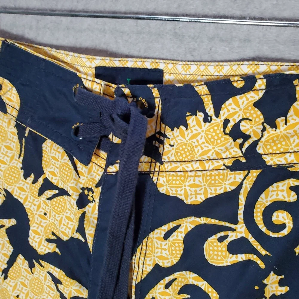 Old‎ Navy Men Swimwear Large Blue Floral Trunks Cargo Pockets Drawstring Hawaii